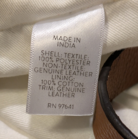 Women's J.Jill Wool & Leather Tote, detachable‎ clutch, cream & camel brown - Picture 15 of 15